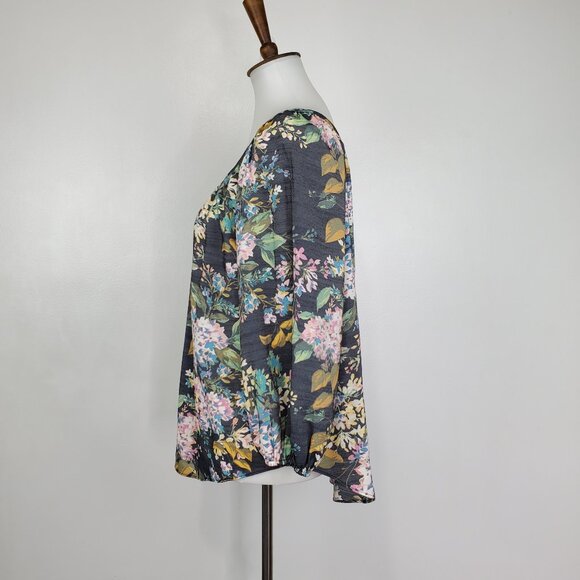 LC Lauren Conrad Watercolor Floral Feminine Peasant Pullover Top Blouse Size S - Picture 4 of 13